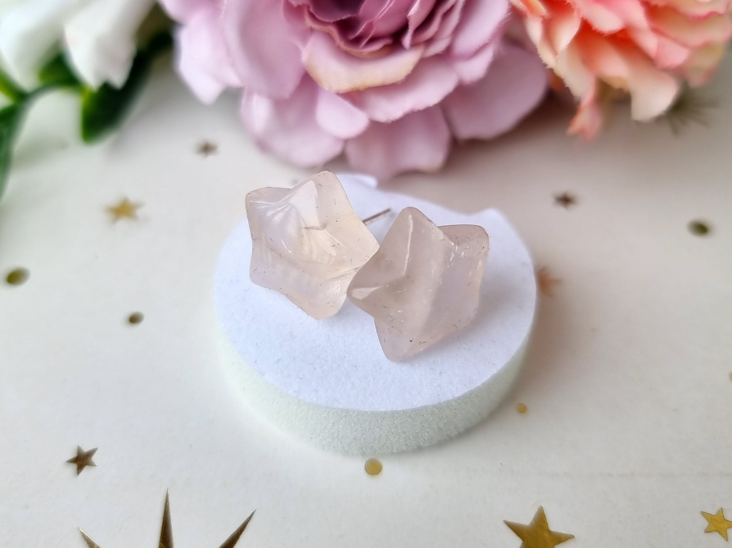 Rose Quartz Star Earrings