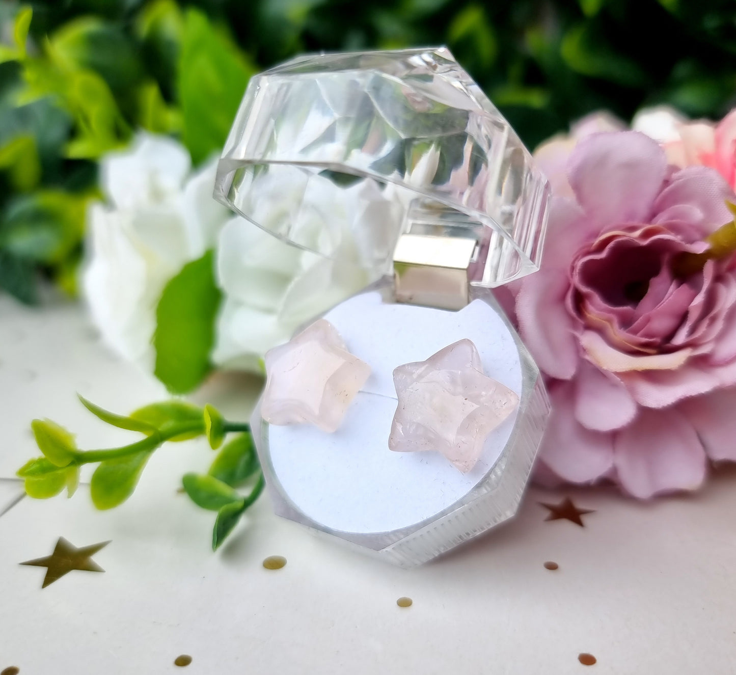 Rose Quartz Star Earrings