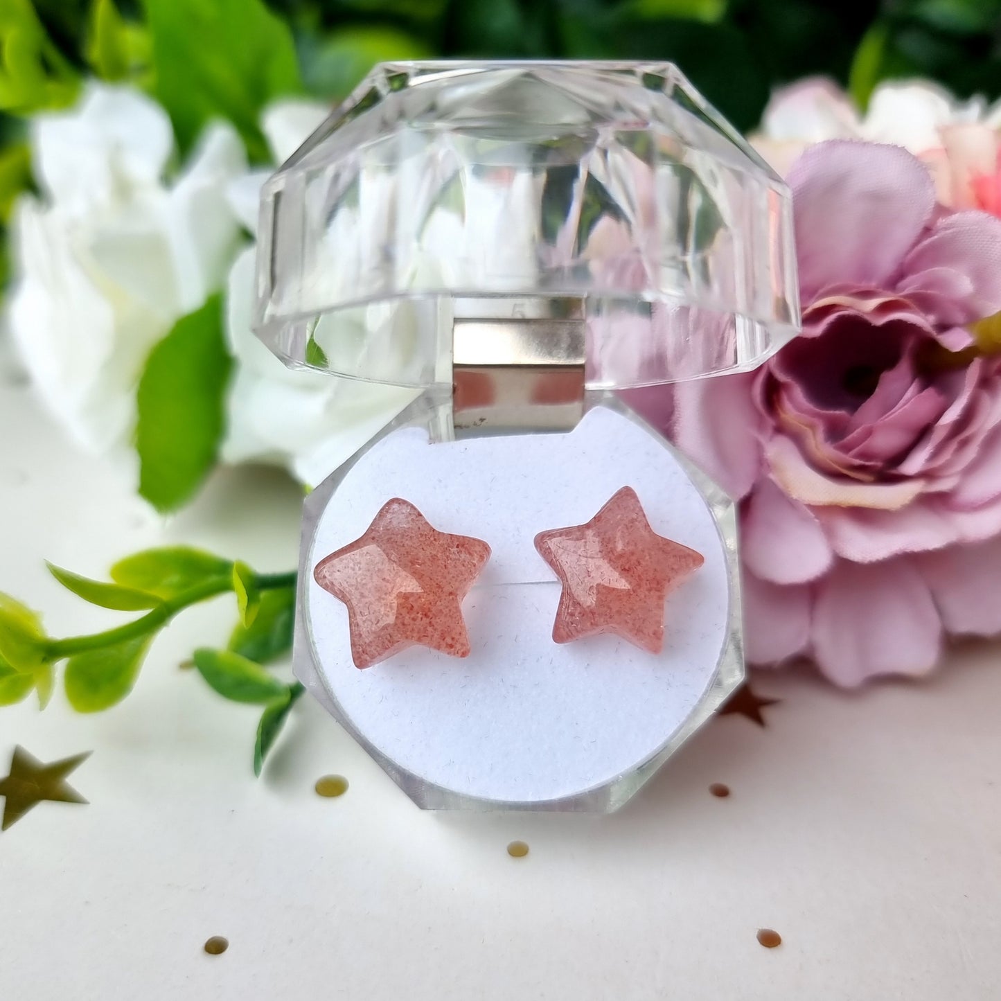 Strawberry Quartz Star Earrings