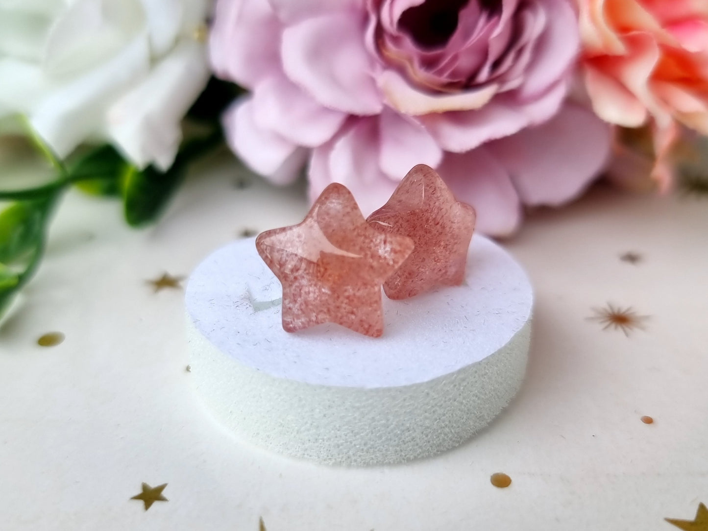 Strawberry Quartz Star Earrings