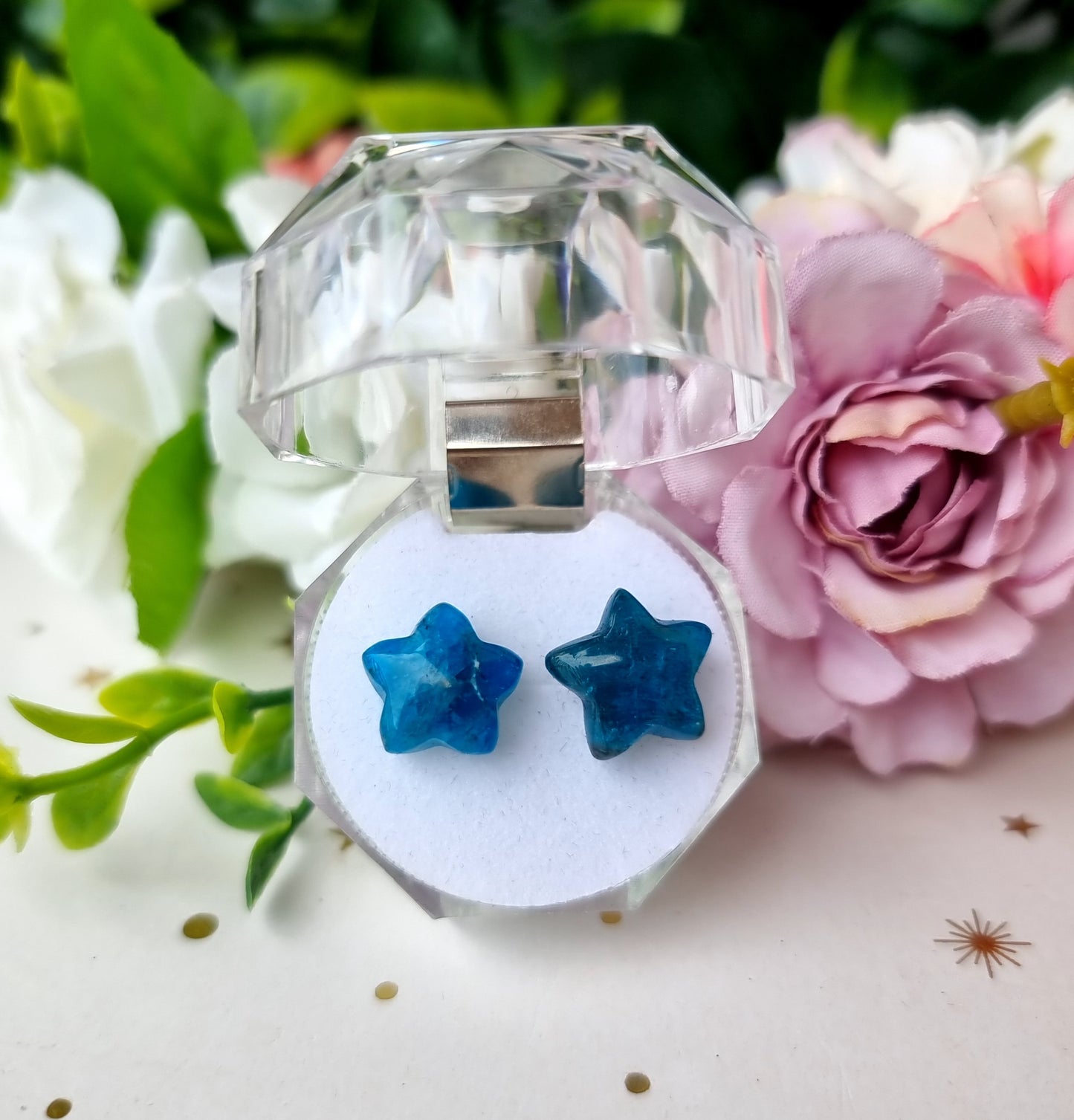 Blue Apatite Star Earrings