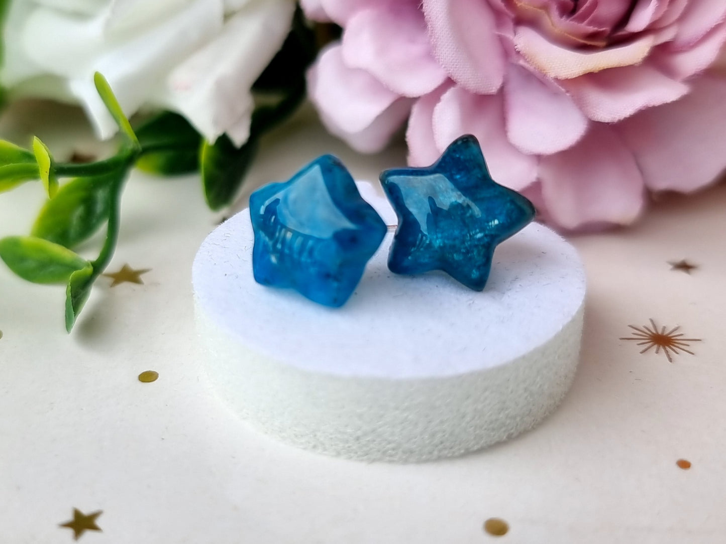 Blue Apatite Star Earrings